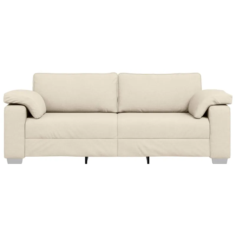 3-Vietis Sofa Smėlio 220 cm Lino mišinio audinys