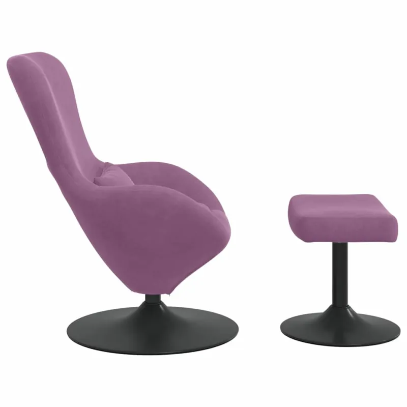 Kiaušinio kėdė su pufu Violetinė Aksomas