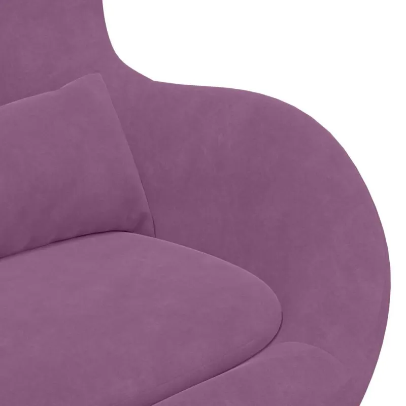 Kiaušinio kėdė su pufu Violetinė Aksomas