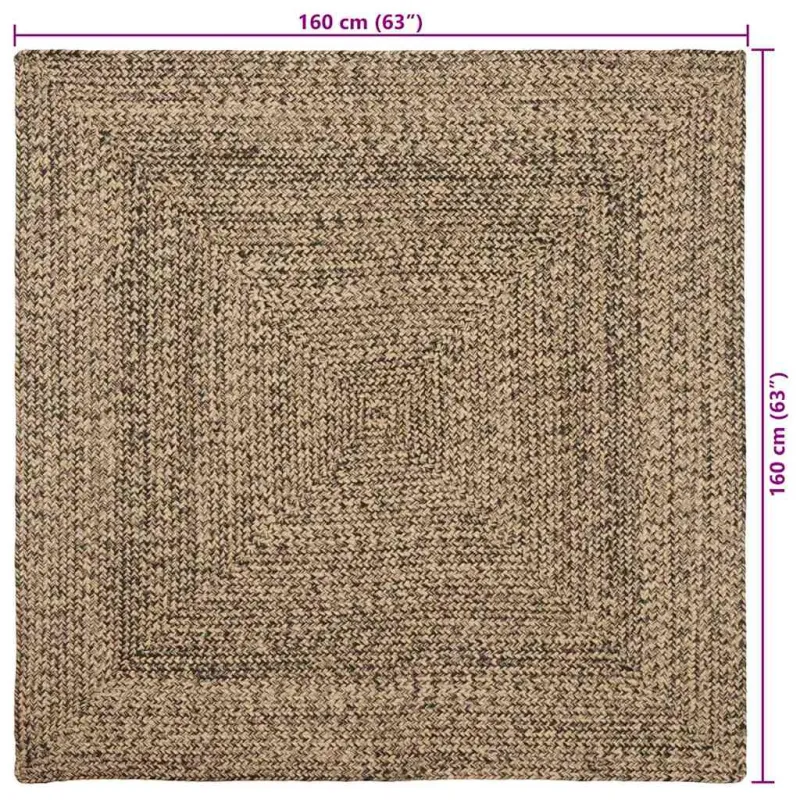 Zoninės kiliminės dangos Natūrali ir juoda 160 x 160 cm Džiutas