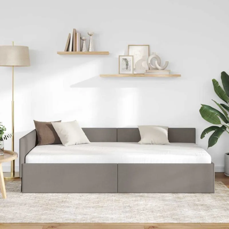 Kampinė lovos konstrukcija Taupe 80 cm x 200 cm audinys