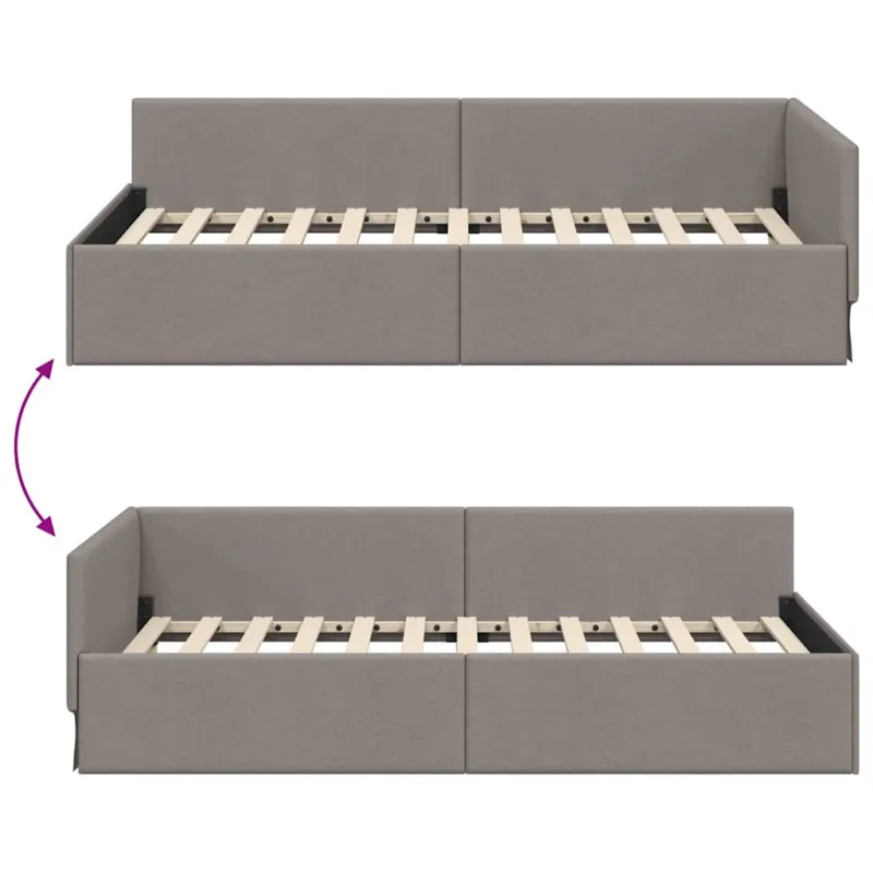 Kampinė lovos konstrukcija Taupe 80 cm x 200 cm audinys