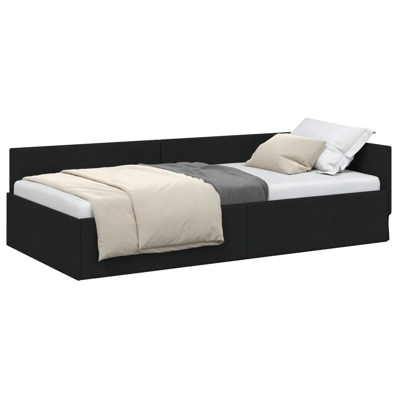 Kampinė lovos konstrukcija Juodas 90 cm x 190 cm audinys