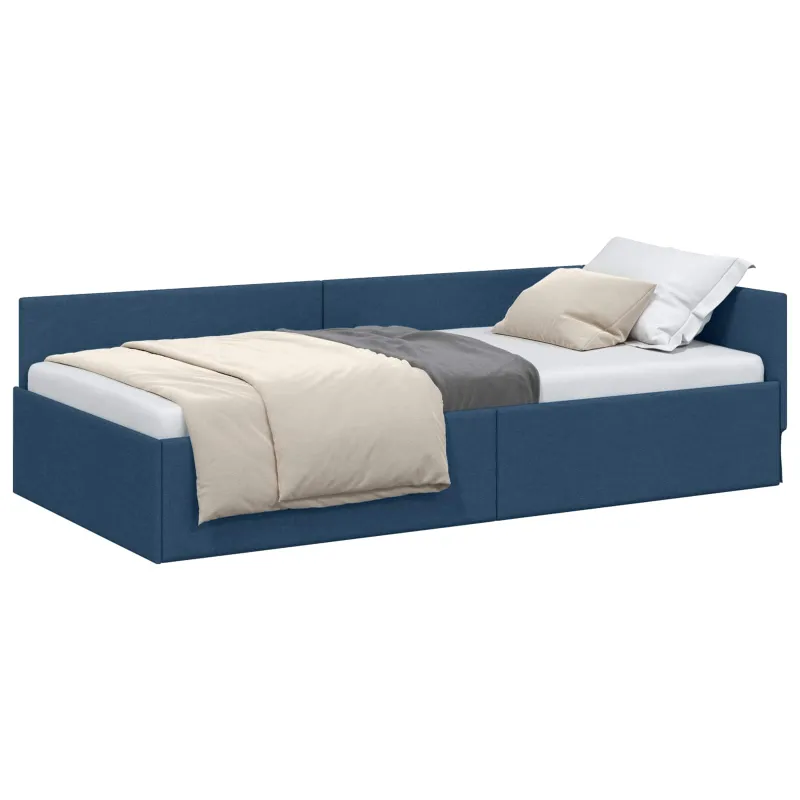 Kampinė lovos konstrukcija Mėlyna 90 cm x 190 cm audinys