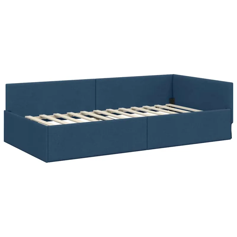 Kampinė lovos konstrukcija Mėlyna 90 cm x 190 cm audinys