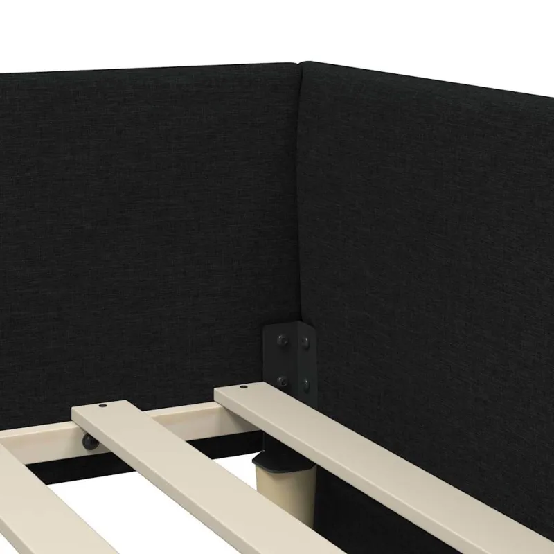 Kampinė lovos konstrukcija Juodas 100 cm x 200 cm audinys