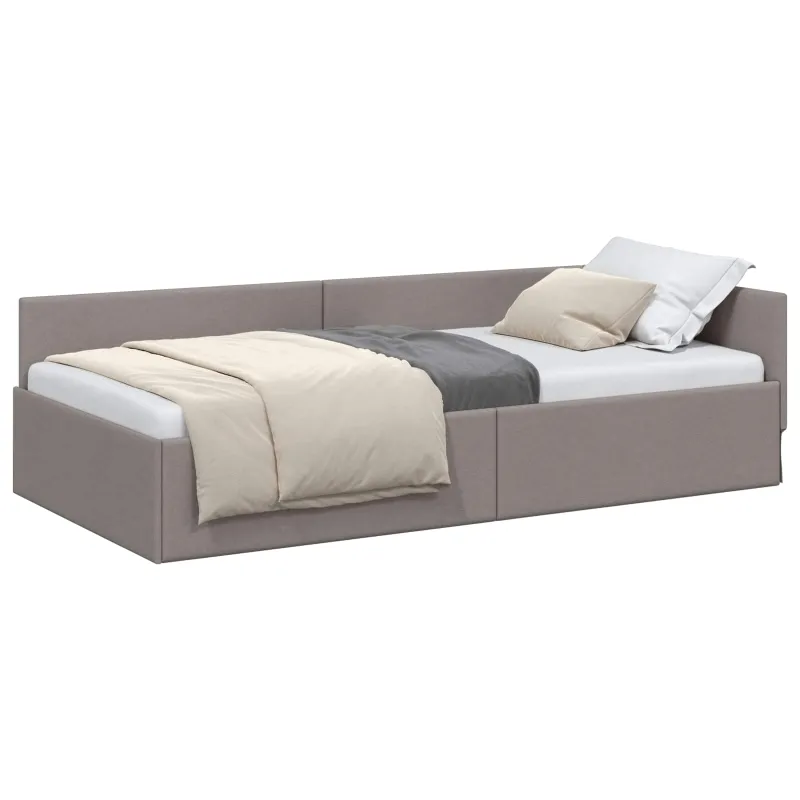Kampinė lovos konstrukcija Taupe 100 cm x 200 cm audinys
