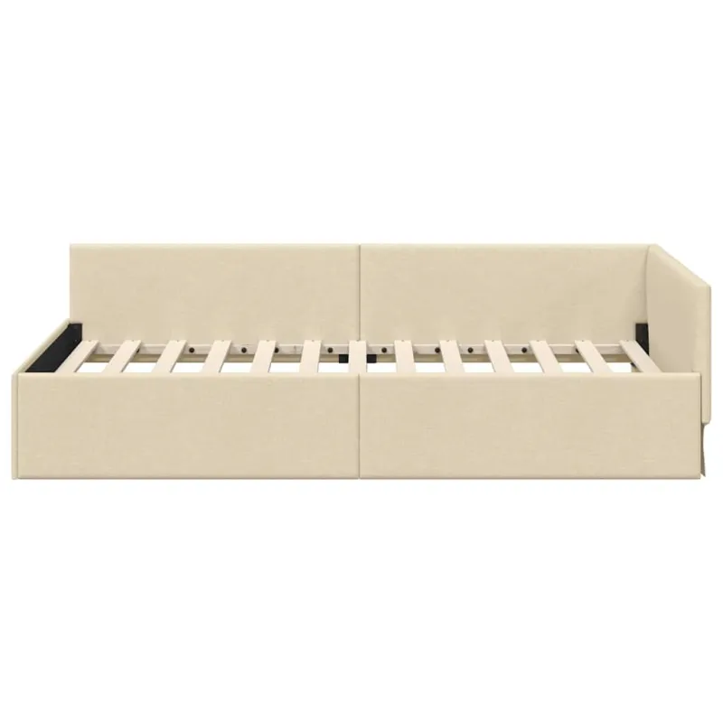 Kampinė lovos konstrukcija Kreminė 100 cm x 200 cm audinys