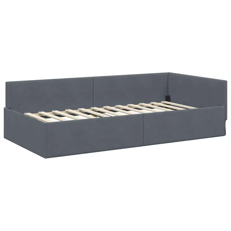 Kampinė lovos konstrukcija Tamsiai pilka 80 cm x 200 cm Aksomas