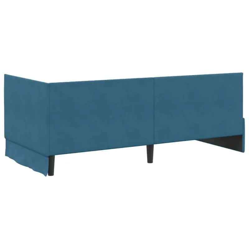 Kampinė lovos konstrukcija Mėlyna 90 cm x 190 cm Aksomas