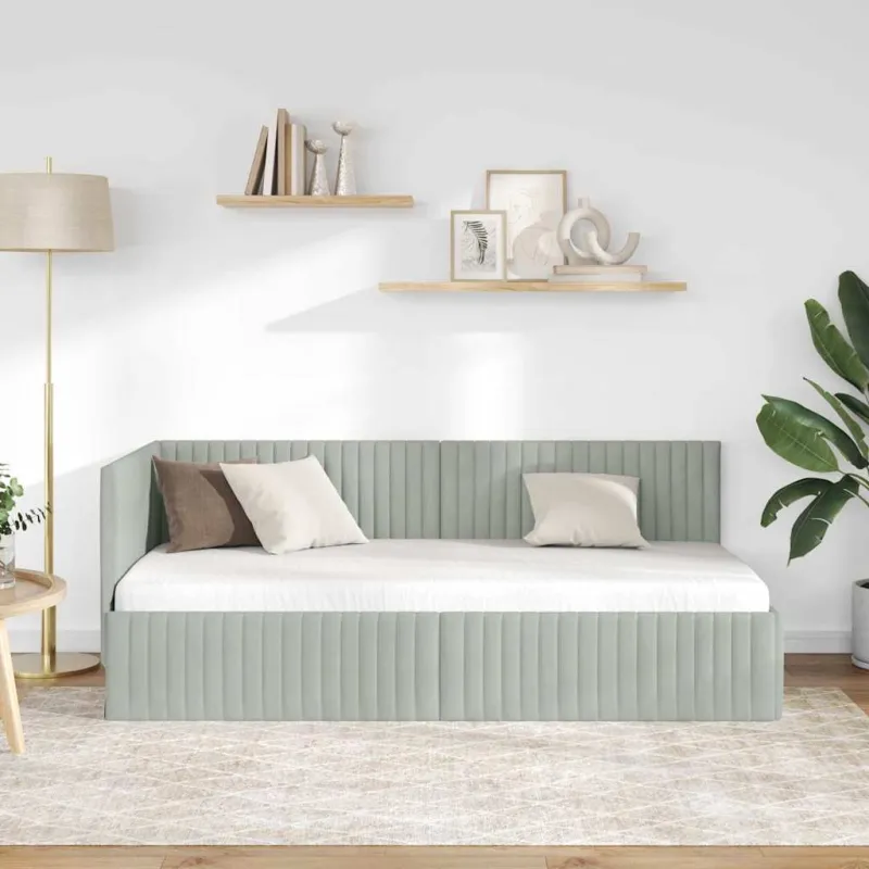Kampinė lovos konstrukcija Šviesiai pilka 90 cm x 190 cm