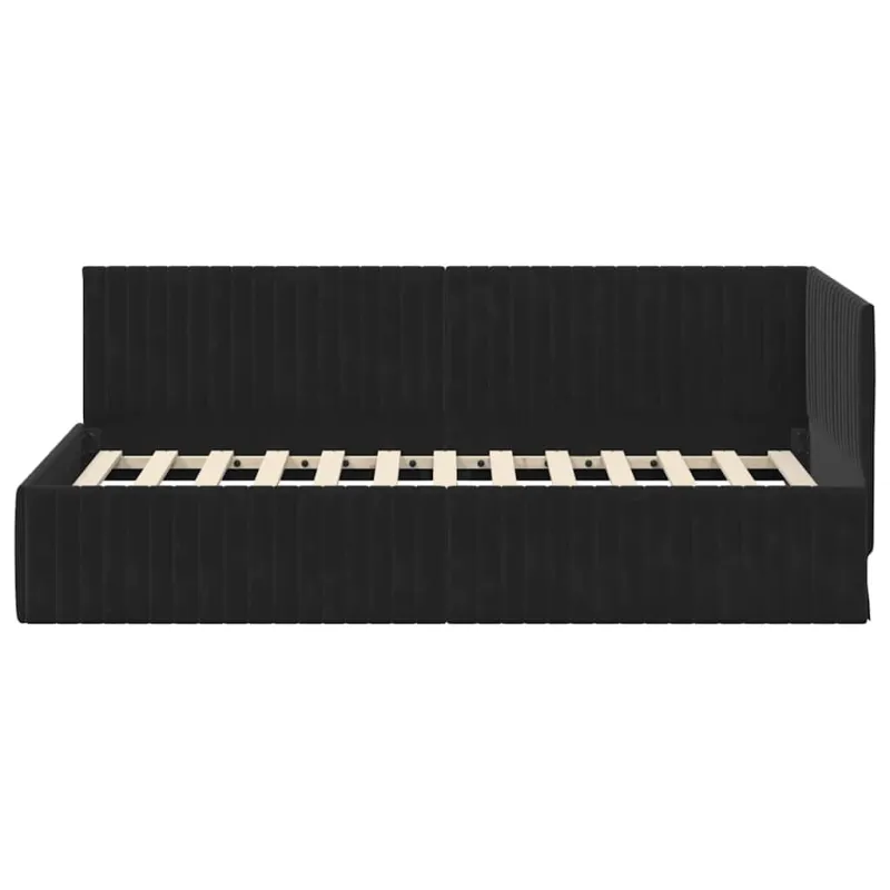 Kampinė lovos konstrukcija Juoda 90 cm x 190 cm Aksomas