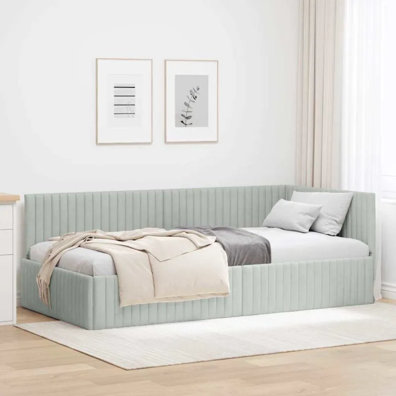 Kampinė lovos konstrukcija Šviesiai pilka 100 cm x 200 cm