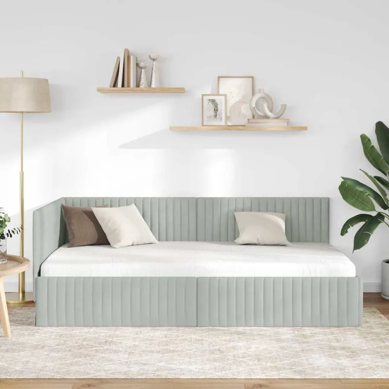 Kampinė lovos konstrukcija Šviesiai pilka 100 cm x 200 cm