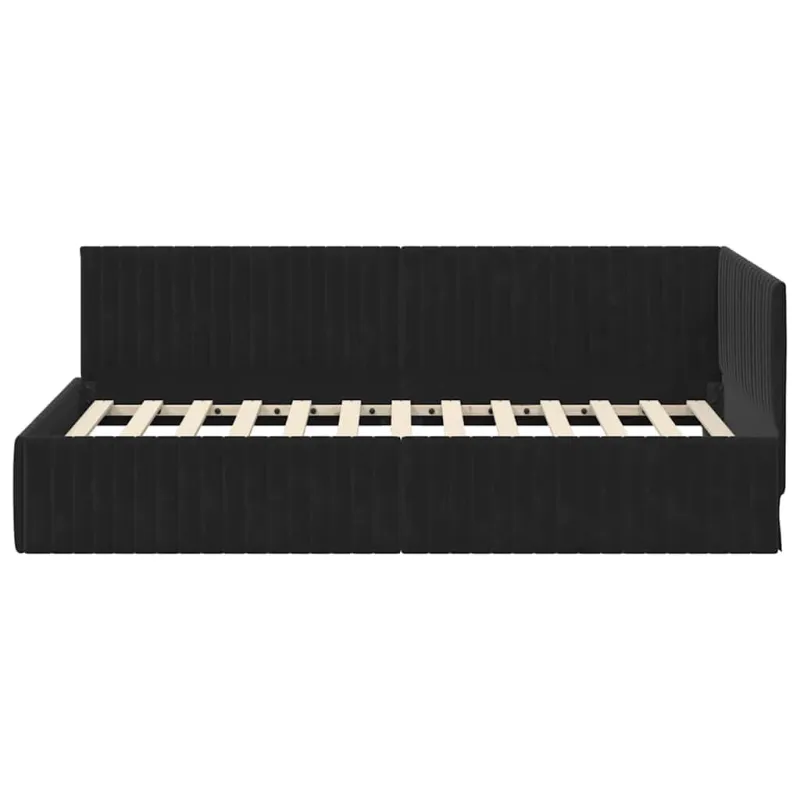 Kampinė lovos konstrukcija Juoda 100 cm x 200 cm Aksomas