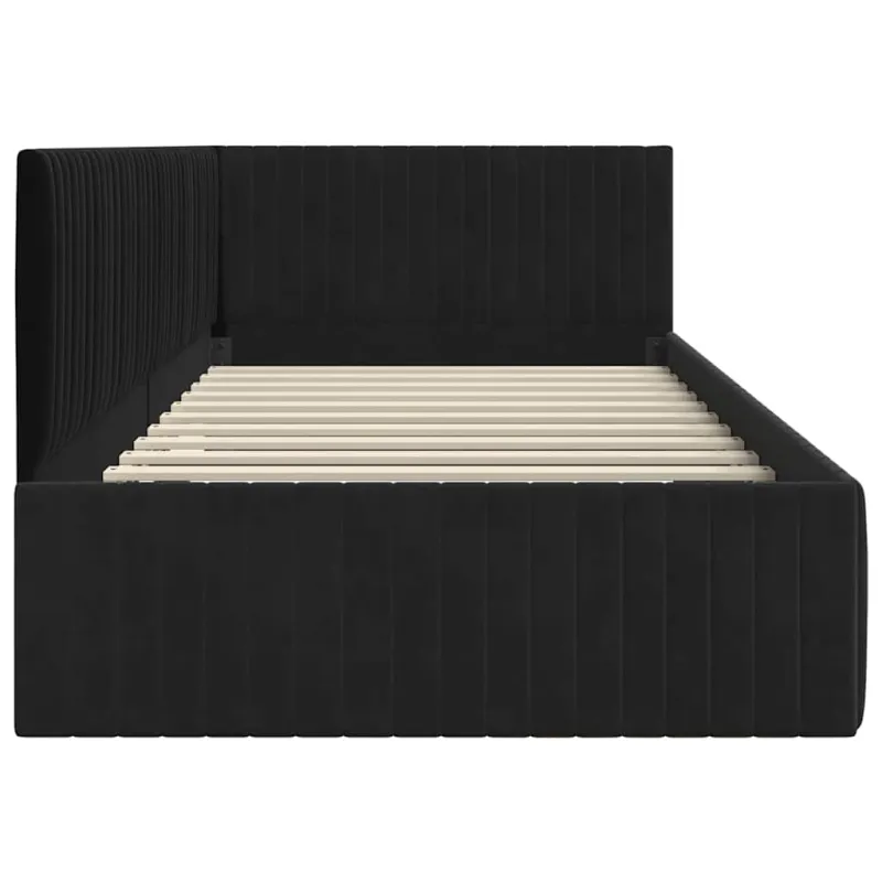 Kampinė lovos konstrukcija Juoda 100 cm x 200 cm Aksomas
