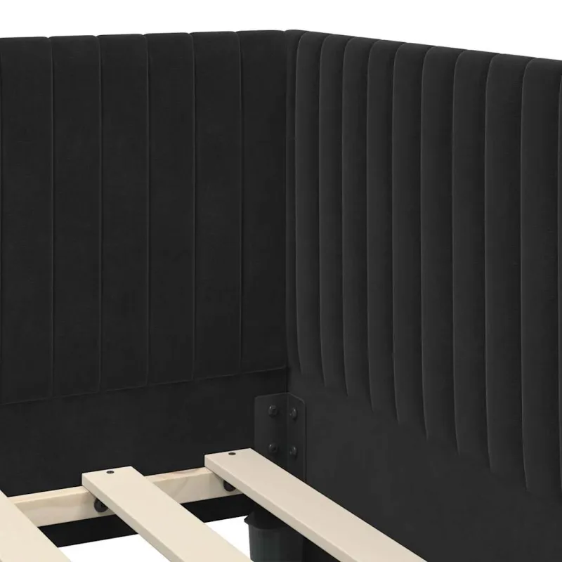 Kampinė lovos konstrukcija Juoda 100 cm x 200 cm Aksomas