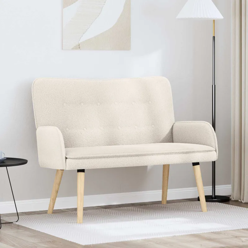 Dvitaškė sofa Kreminė 115 x 61 x 87 cm Bouclé
