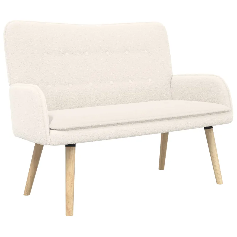 Dvitaškė sofa Kreminė 115 x 61 x 87 cm Bouclé
