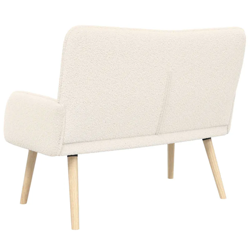 Dvitaškė sofa Kreminė 115 x 61 x 87 cm Bouclé