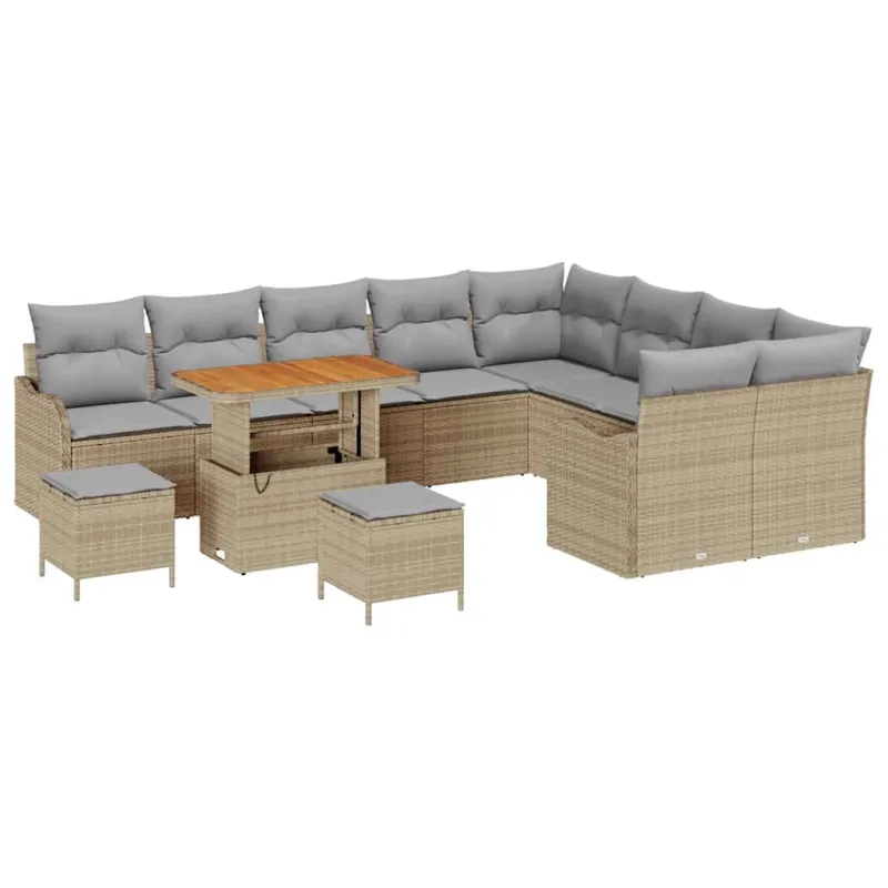 Sodo sohvaryhmä tyynyine 12 osaa, hiekanvärinen polyratasta