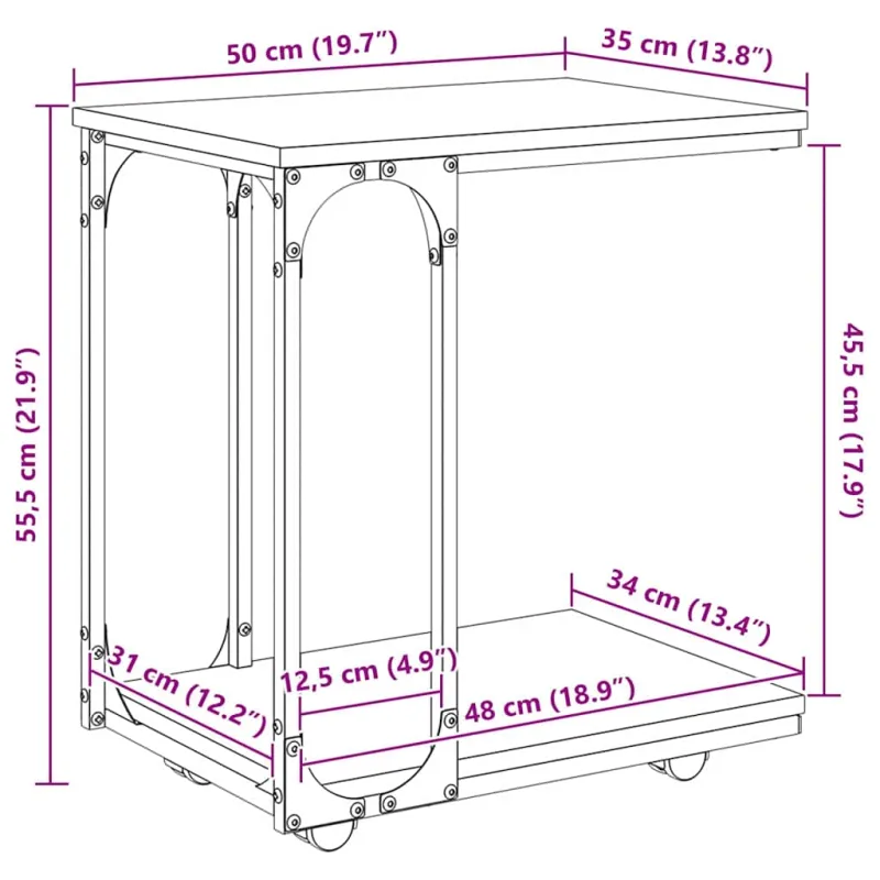 Šoninis stalas Senas medis 50 x 35 x 55.5 cm Apdirbta mediena