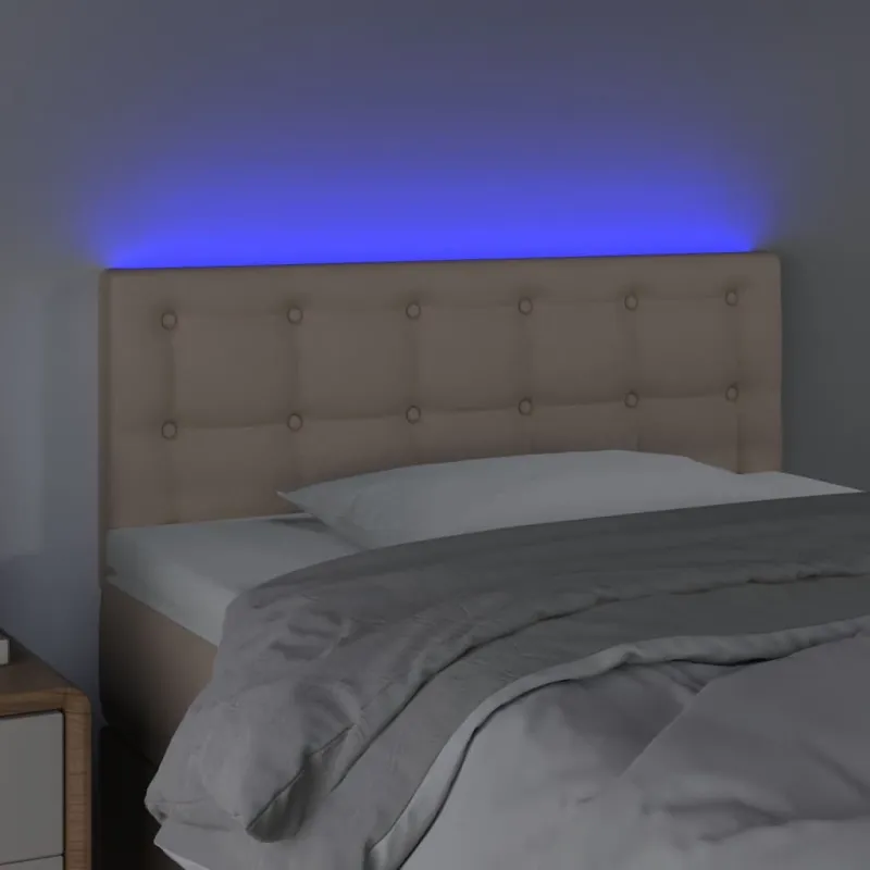 Galvūgalis su LED, kapučino spalvos, 90x5x78/88cm, dirbtinė oda