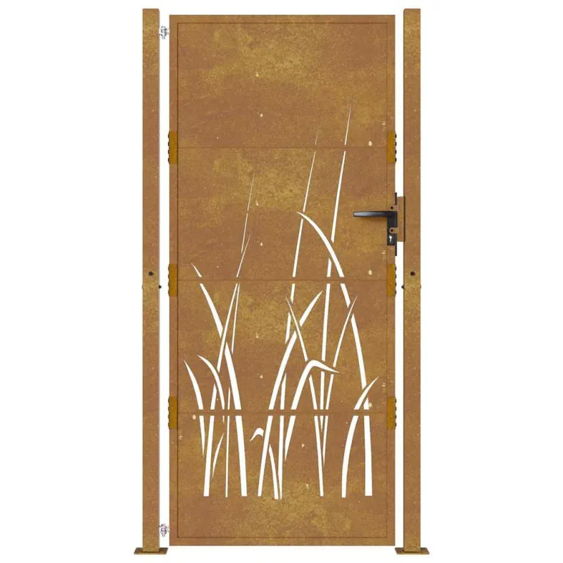 Sodo vartai, 100x175 cm, Corten plienas, žolės raštas