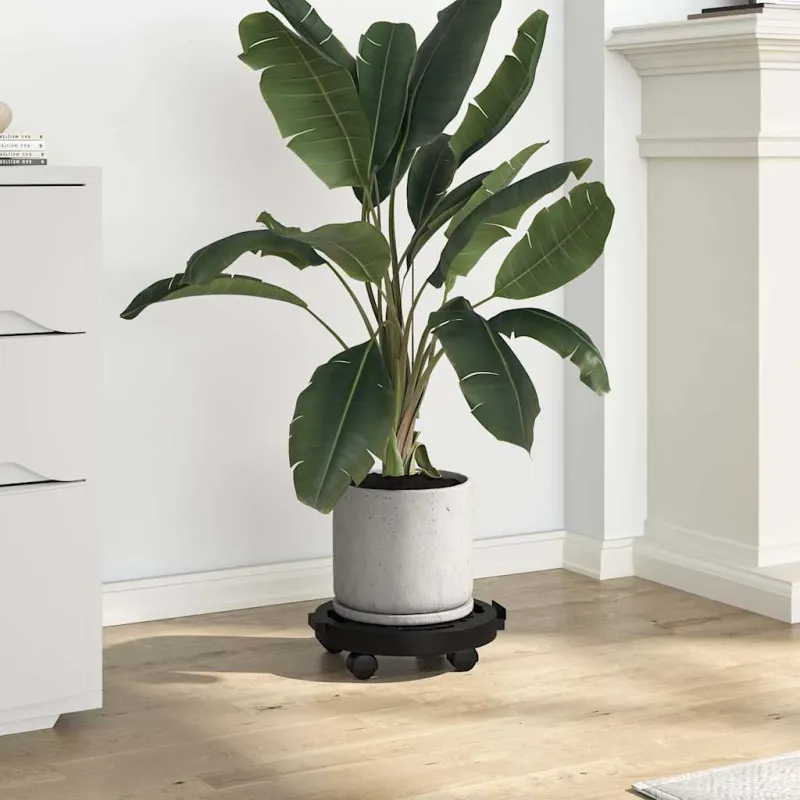 Augalų padėklai su ratukais, 2vnt., juodi, 30cm, 170kg