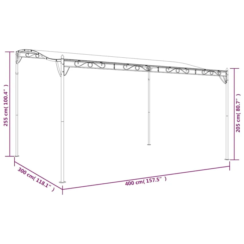 Stoginė, kreminės spalvos, 4x3m, audinys ir plienas, 180g/m²