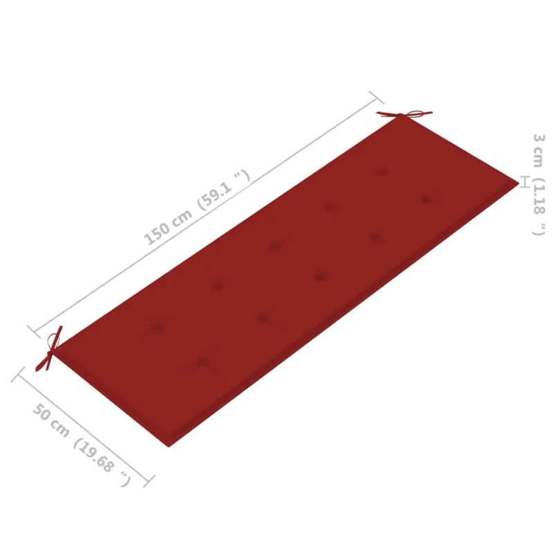 Sudedamas sodo suoliukas su pagalvėle, 159 cm, tikmedis