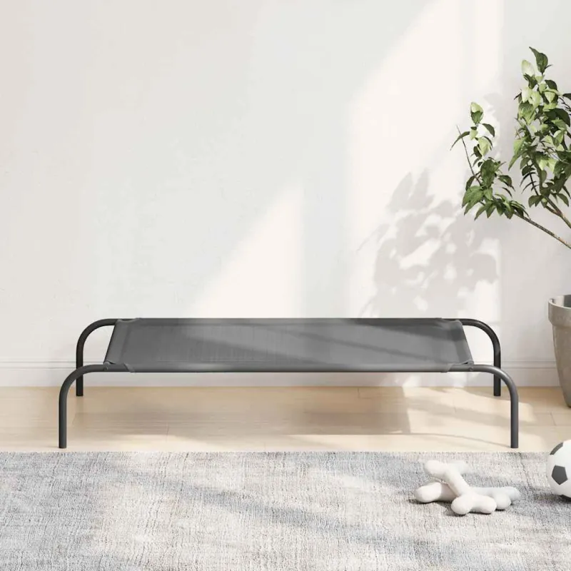 paaukštinta šunų lova, pilka 110x65x20 cm tekstilės ir plieno
