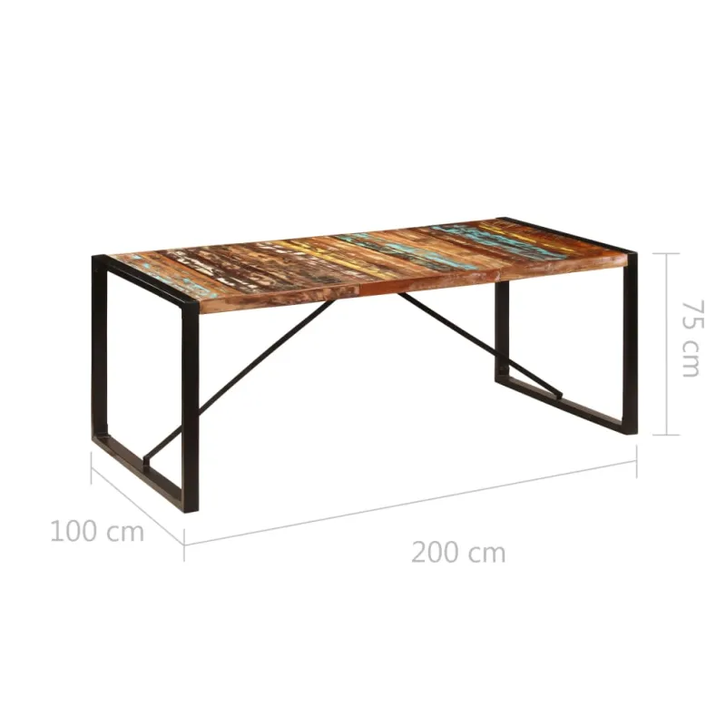 Valgomojo stalas, 200x100x75cm, perdirbtos medienos masyvas