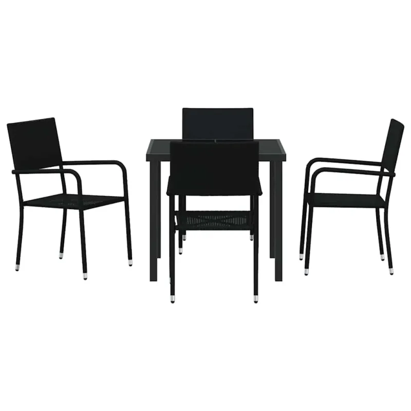 Sodo valgomojo komplektas su pagalve 5 pcs Juoda poliratanas