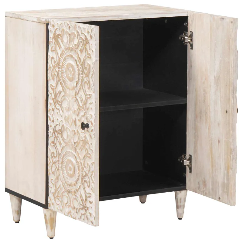 Sandėliavimo komodas Balta 60 x 33,5 x 75 cm Kietas mango medis