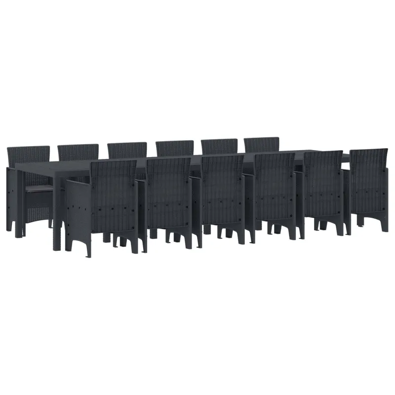 Sodo valgomojo komplektas 13 pcs Antracitas Polt ratanas