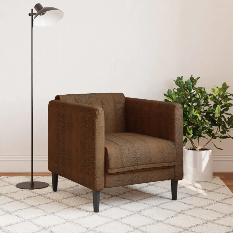 Sofa kėdė, rudos spalvos, dirbtinė versta oda