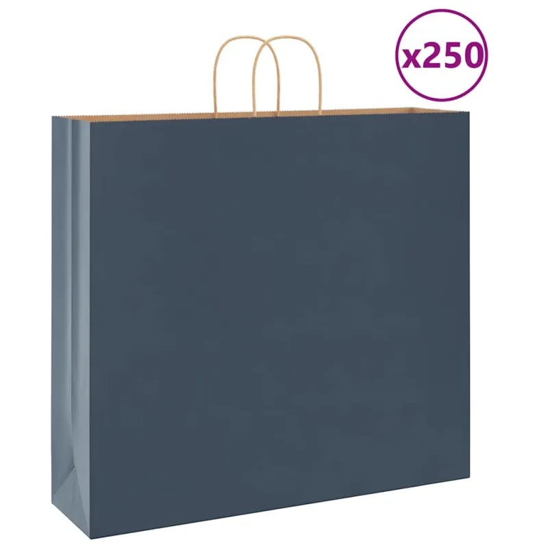 Popieriniai maišeliai 250vnt. su rankenomis, mėlynas 54x15x49cm