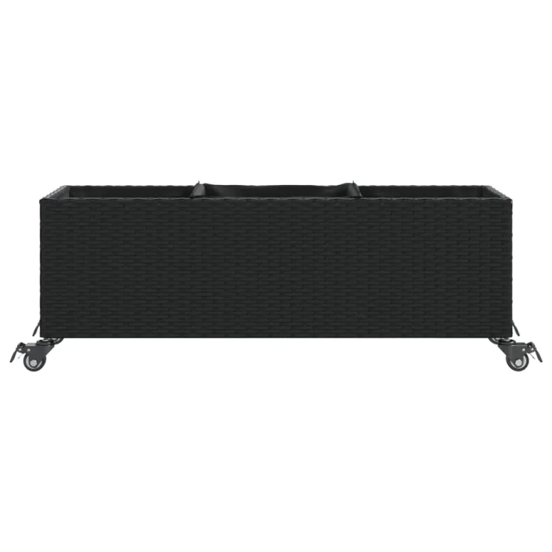 Sodo loveliai su ratukais, 2vnt., juodi, 107x32x38cm, ratanas