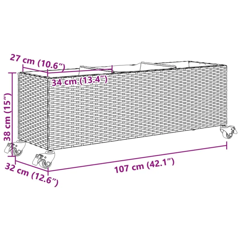 Sodo loveliai su ratukais, 2vnt., juodi, 107x32x38cm, ratanas