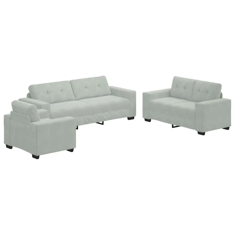 Sofos komplektas 3 pcs Šviesiai pilka 221 x 80 x 80 cm Aksomas