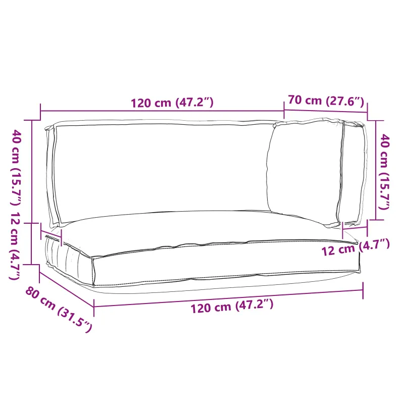 Pallet pagalvių rinkinys 3 pcs Pilka Oksfordo audinys