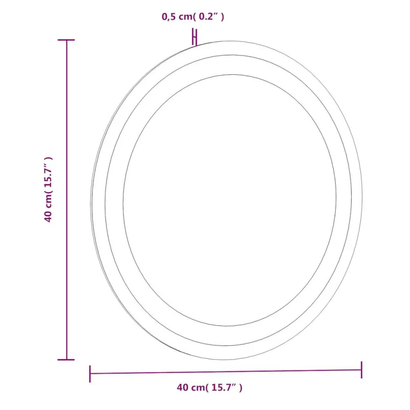Vonios kambario veidrodis su LED, 40cm, apskritas