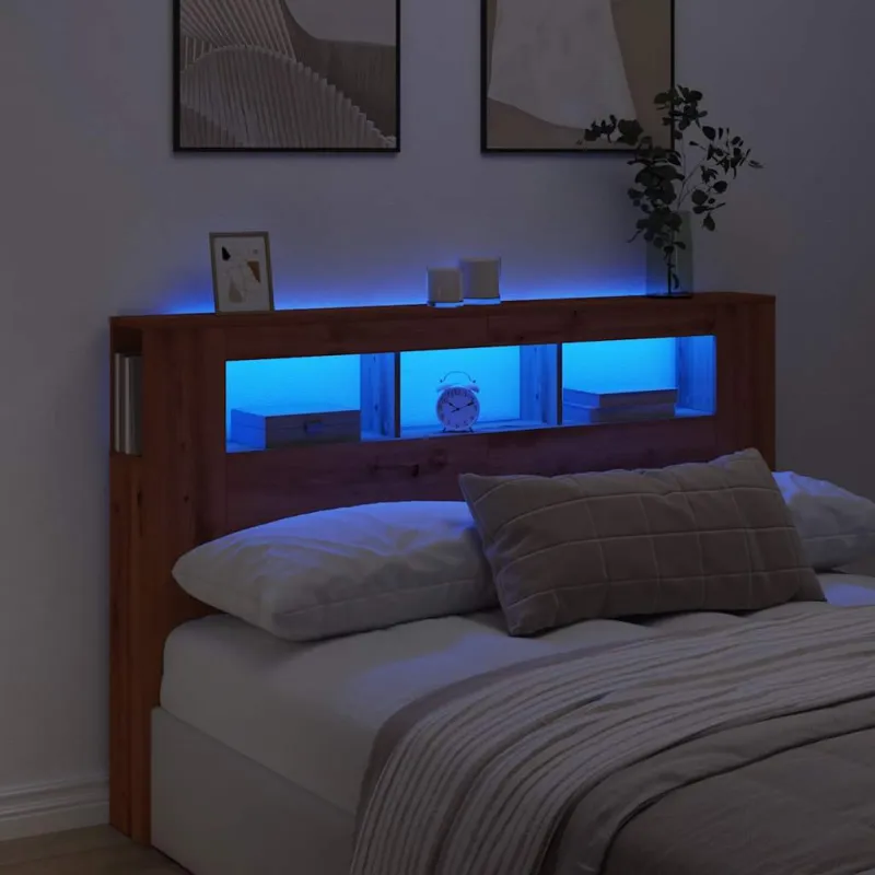LED galvūgalis, artisano ąžuolo, 160x18,5x103,5cm, mediena