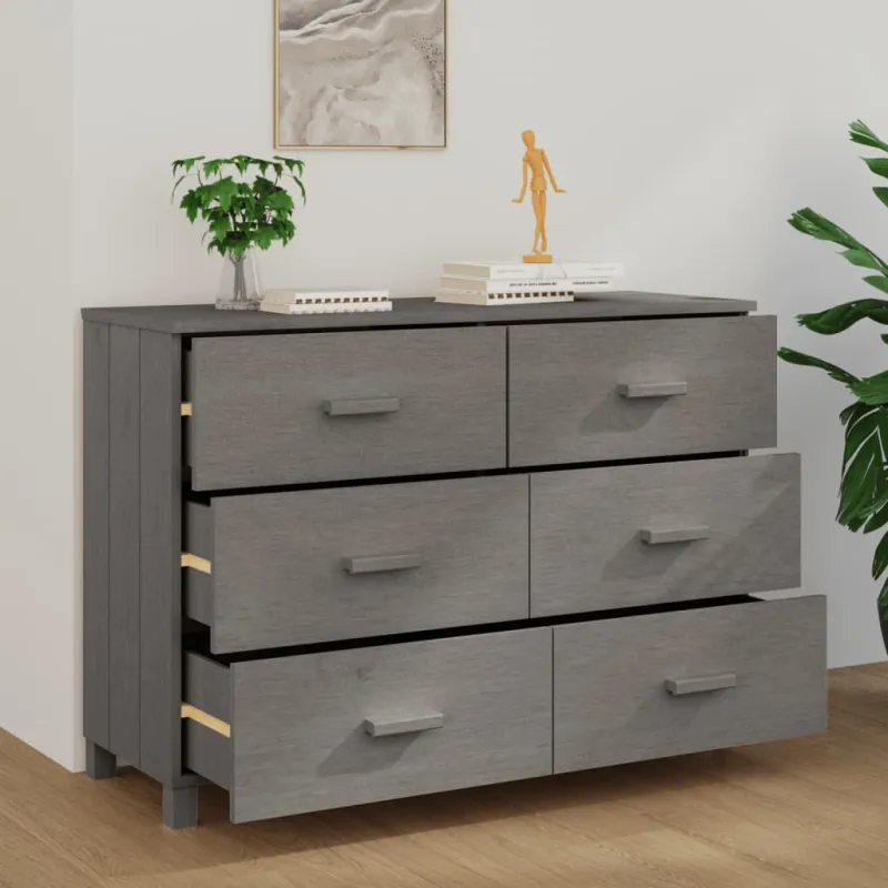 Šoninė spintelė HAMAR, šviesiai pilka, 113x40x80cm, pušis