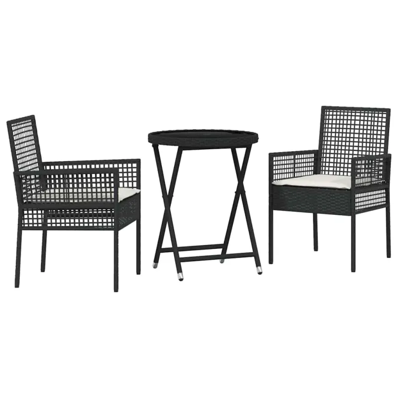 Sodo Bistro Rinkinys 3 pcs Juoda poliratanas
