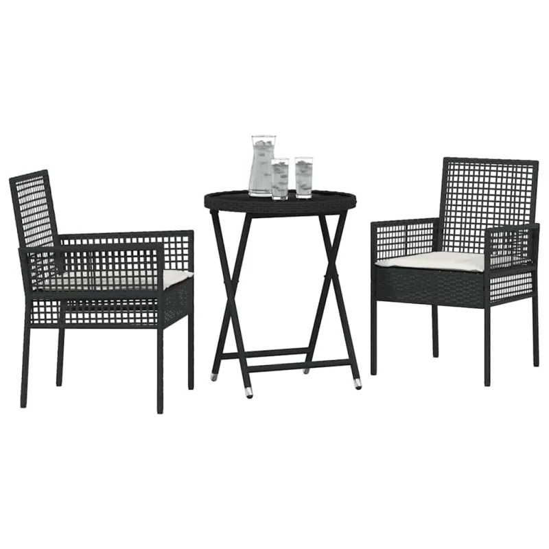 Sodo Bistro Rinkinys 3 pcs Juoda poliratanas