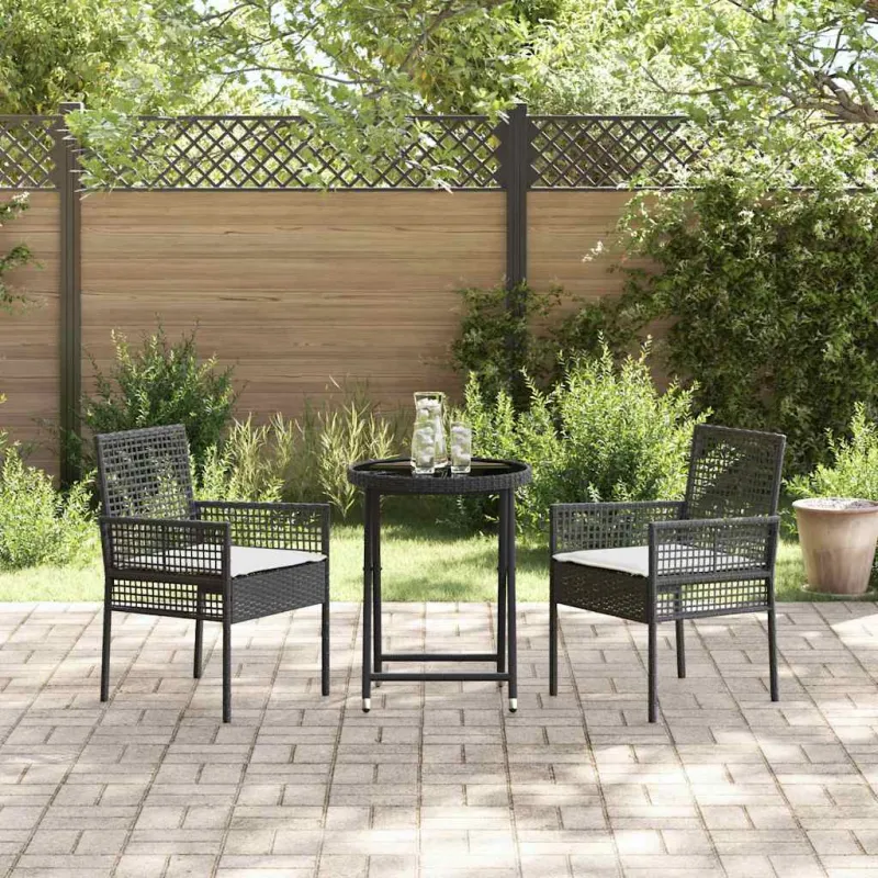 Sodo Bistro Rinkinys 3 pcs Juoda poliratanas