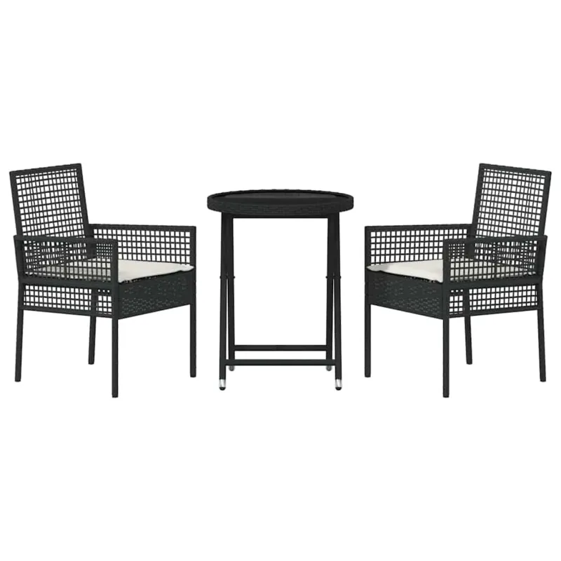 Sodo Bistro Rinkinys 3 pcs Juoda poliratanas