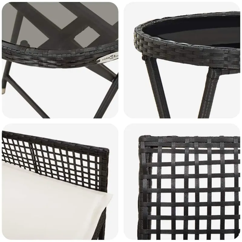 Sodo Bistro Rinkinys 3 pcs Juoda poliratanas